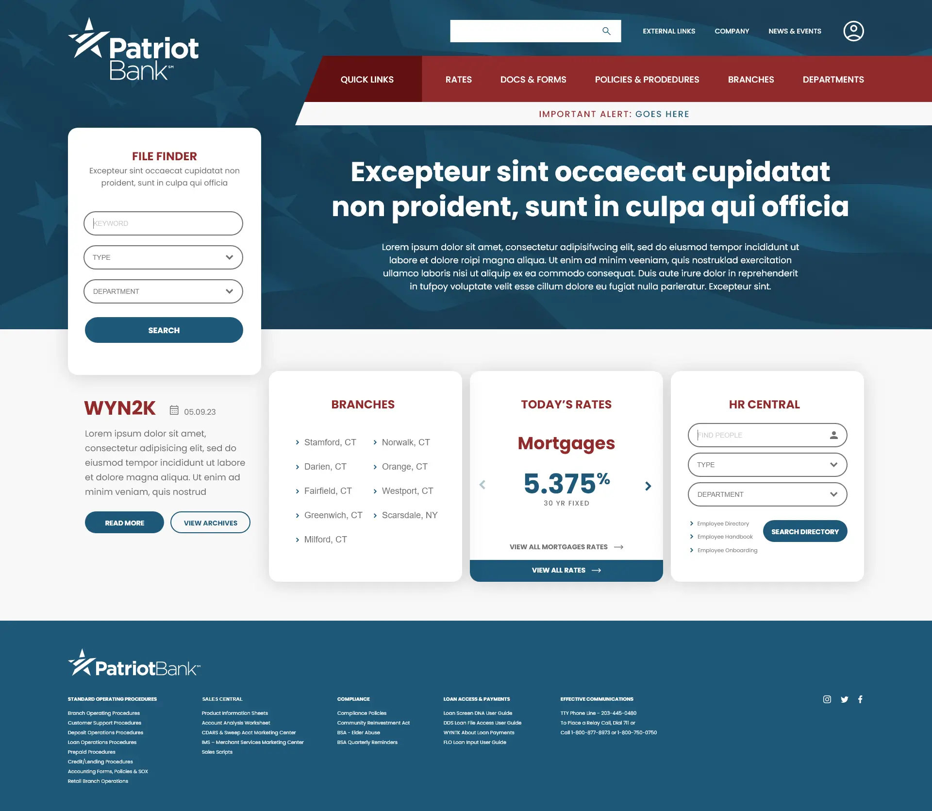 Patriot Bank Website Screenshot