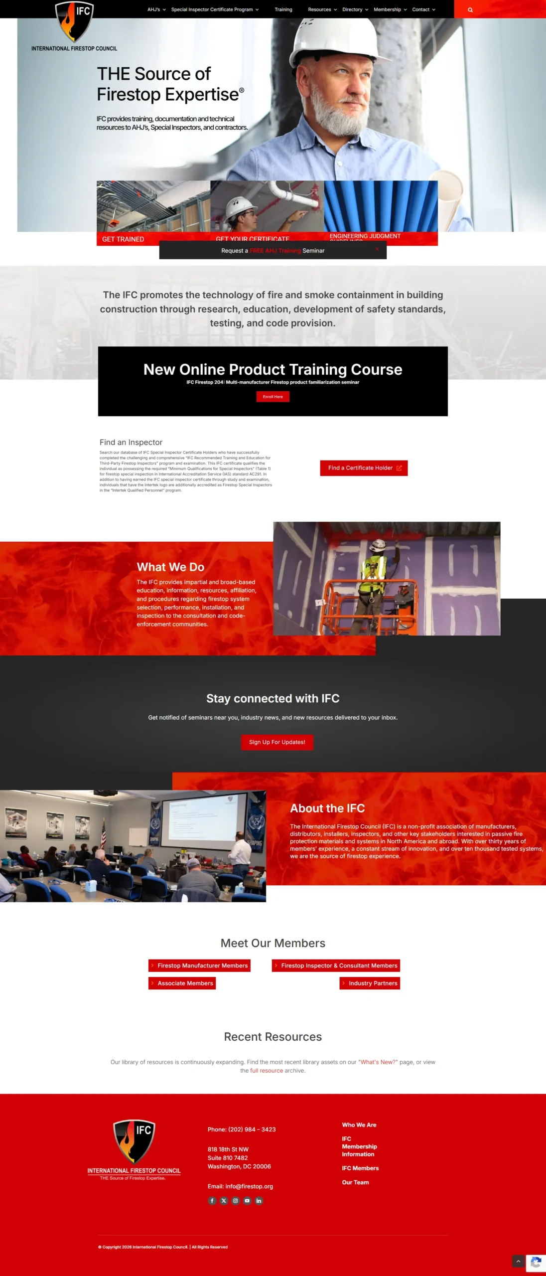 IFC Firestop Website Screenshot