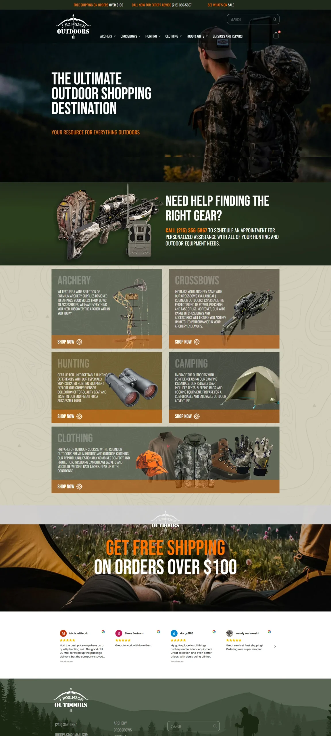J Robinson Outdoors Website Screenshot