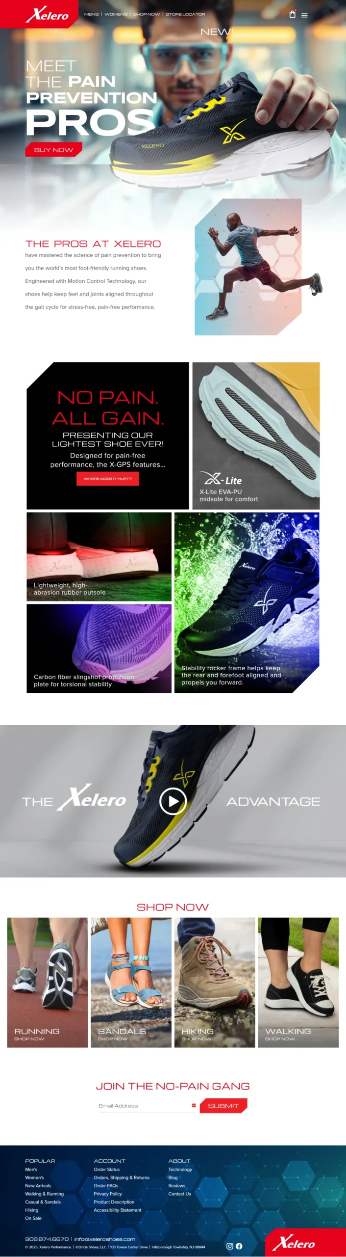 Xelero Shoes Website Screenshot